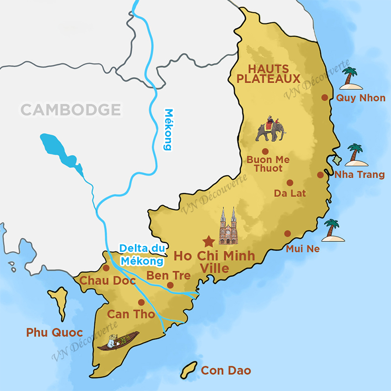 Carte Vietnam, version la plus complète touristique & géographique